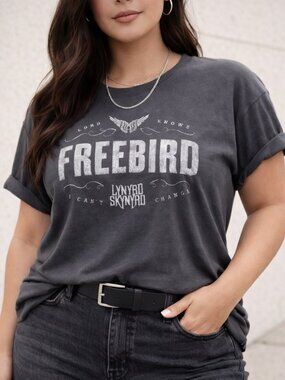 Torrid Freebird Lynyrd Skynyrd Band Tee Vintage Graphic Gray Plus Size 0